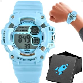 Relógio Digital Infantil Pulseira Silicone Ajustável + Caixa Tema Foguete - Orizom Kids