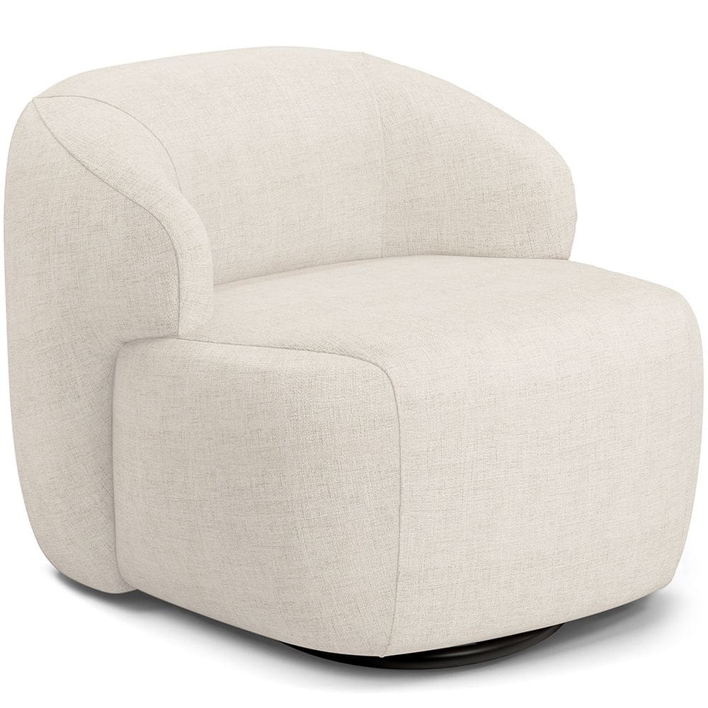 Poltrona Decorativa Orgânica Giratória Para Sala Living Barolo L06 Linho Mescla - Lyam Decor