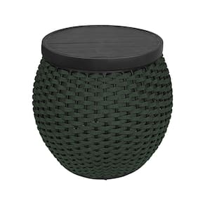 Puff Barril Tampo Aluminio Corda Náutica Verde Militar