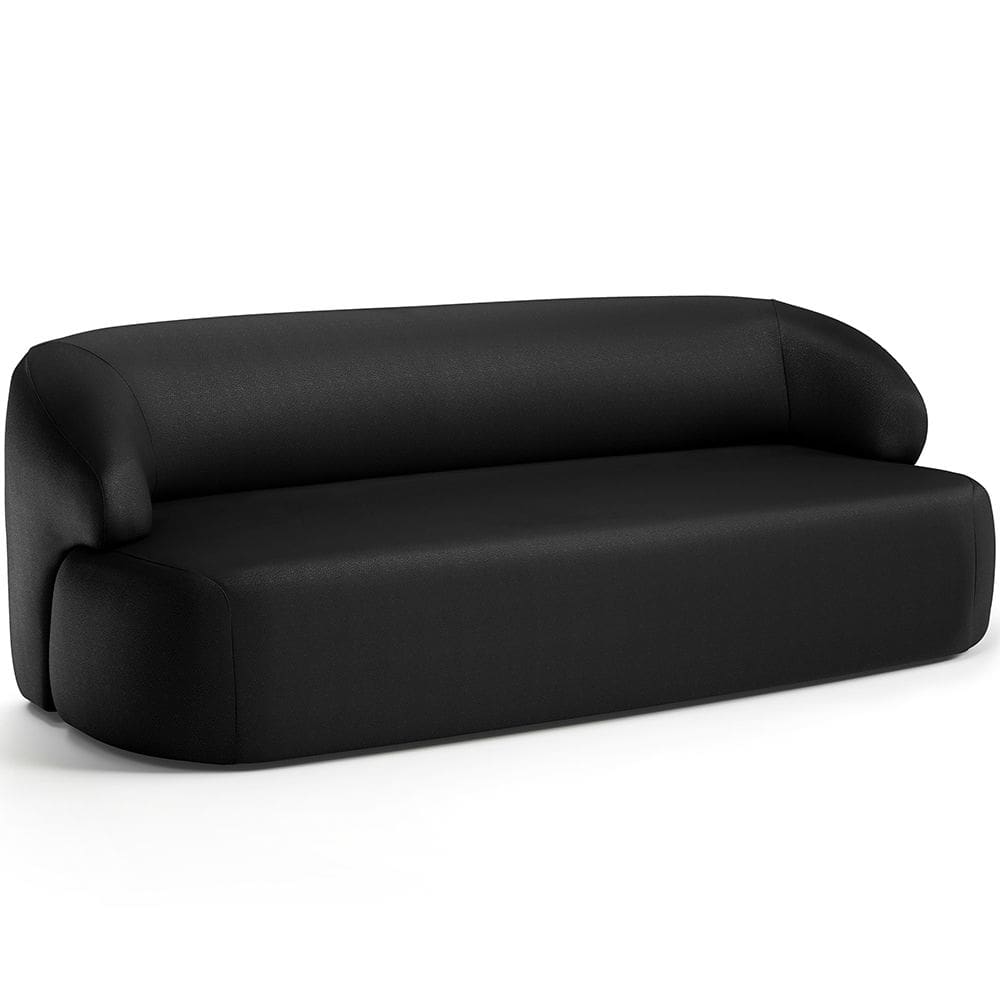 Sofá 2 Lugares Curvo Orgânico Para Sala Living 150cm Barolo L06 Couríssimo Preto - Lyam Decor