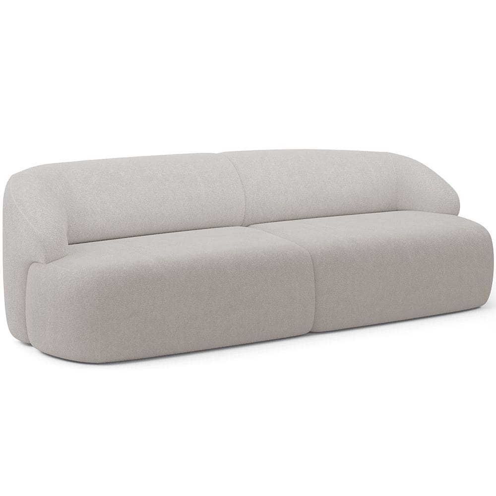 Sofá 4 Lugares Curvo Orgânico Para Sala Living 280cm Barolo L06 Bouclê Cinza - Lyam Decor