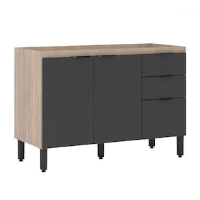 Balcão de Cozinha para Pia 120cm Firenze Avena/Grafito - Demóbile