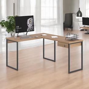 Mesa Home Office Escrivaninha L Shine Montana com Gaveteiro