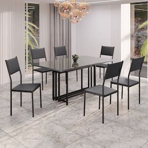 Conjunto Sala de Jantar Mesa 160cm X 90cm Base Pérola Tampo Mdf Laca com Vidro Florença Preto