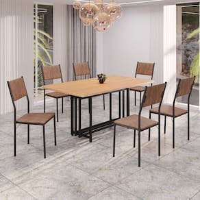 Conjunto Sala de Jantar Mesa 160x90cm Base Pérola Tampo Mdf Florença marrom / preto