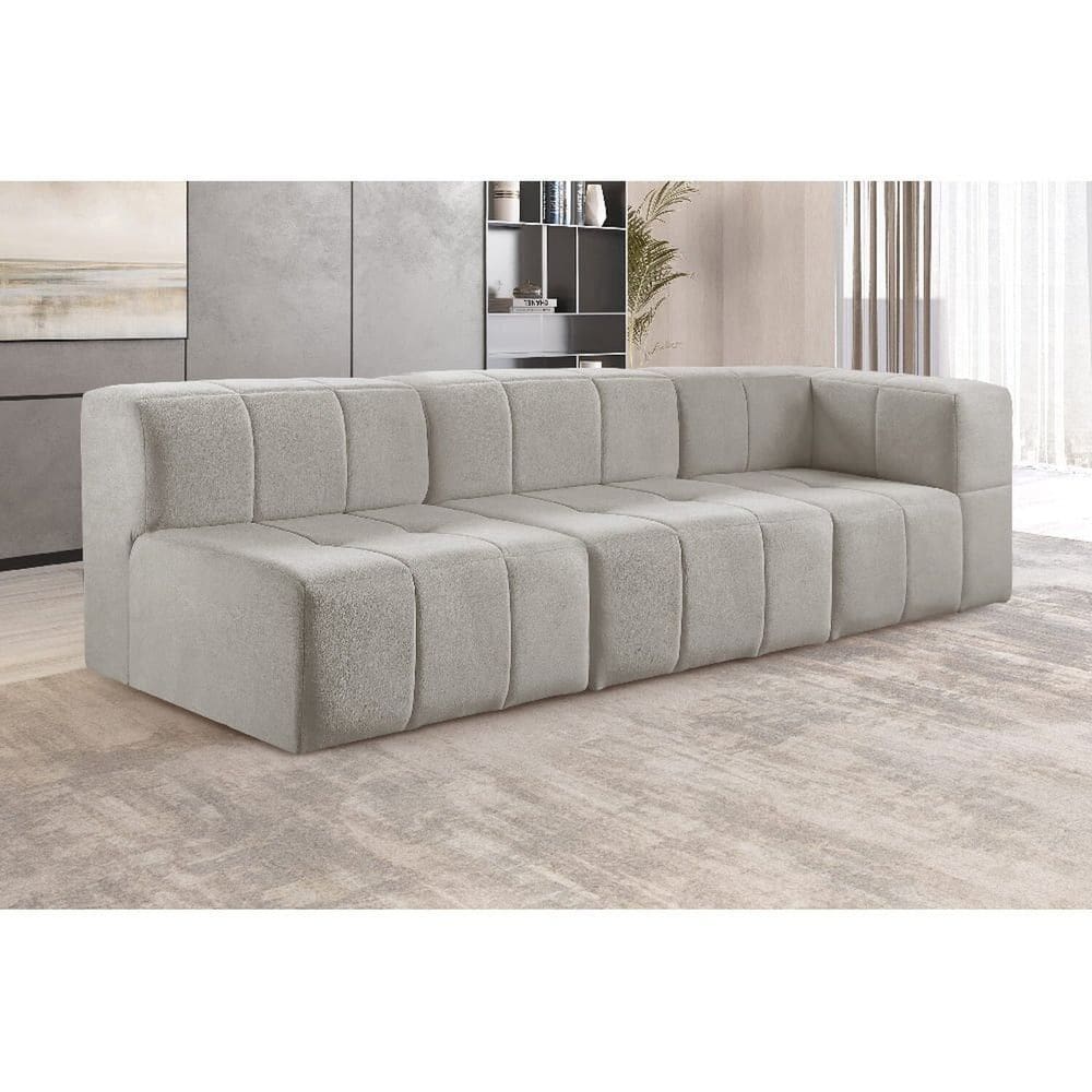 Sofá Box 3 Lugares Bouclé 258cm X 65cm X 86cm Cinza