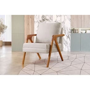 Kit 2 Poltronas Mona Braço de Madeira Decorativa Nude