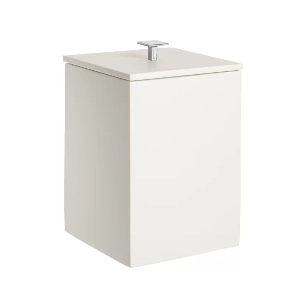 Lixeira Quadrada 5,5L Em Resina Branco - Cromado