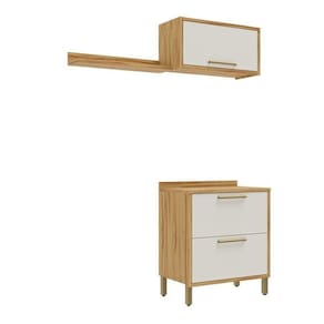 Conjunto para Lavanderia com 3 Peças 100% Mdf Vicenza Espresso Móveis Amêndoa/Off White