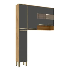 Conjunto para Lavanderia com 2 Peças 100% Mdf com Vidro Reflecta Itália Espresso Móveis Amêndoa/Cinza