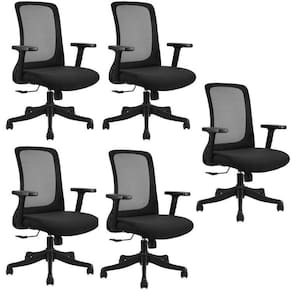 Conjunto com 5 Cadeiras para Escritório Diretor Boston Office Nr17 Preto