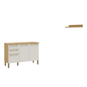 Conjunto para Lavanderia com 2 Peças 100% Mdf Itália Espresso Móveis Amêndoa/Off White