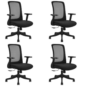 Conjunto com 4 Cadeiras para Escritório Diretor Boston Office Nr17 Preto