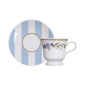 Conjunto De Xícaras Para Café Com Pires Em Porcelana Floral Chic Com 12 Peças 80ml Germer