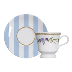 Conjunto De Xícaras Para Chá Com Pires Em Porcelana Floral Chic Com 12 Peças 190ml Germer