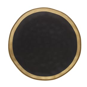 Prato Raso Em Porcelana Dubai 25cm Wolff Preto e Dourado