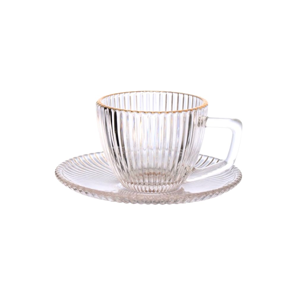 Conjunto De Xícaras Para Café Com Pires Em Vidro Graffiato Com 12 Peças 90ml Haüskraft