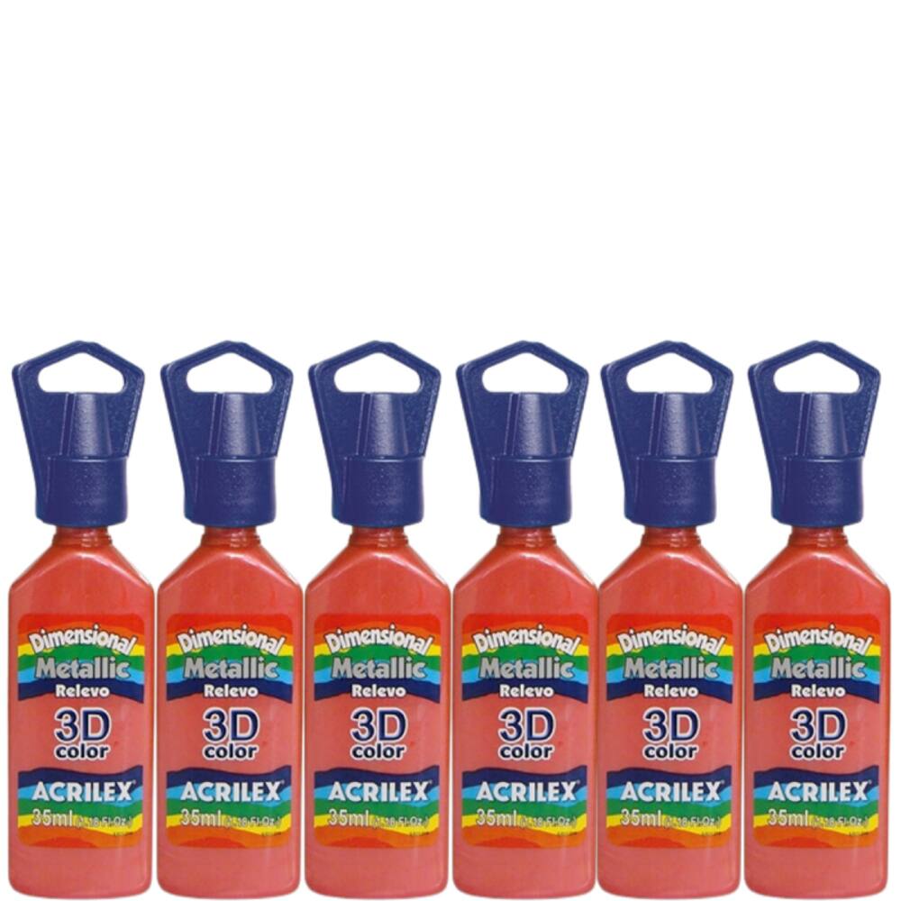 Kit com 6 Dimensional Metálica Acrilex 35ml - Escolha a Cor