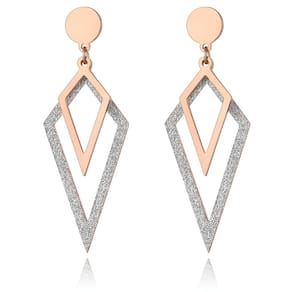 Brinco Feminino Geométrico Gina Brilho Banho Ouro Rose Luxo