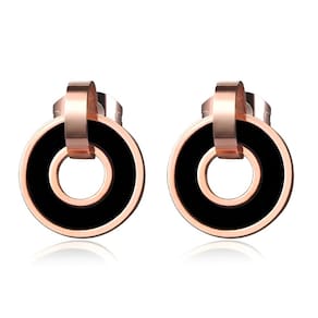 Brinco Feminino Hilary Circulo Em Aço Inox Banho A Ouro Rose