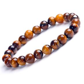 Pulseira De Bolinhas Pedras Naturais Olho De Tigre Unissex