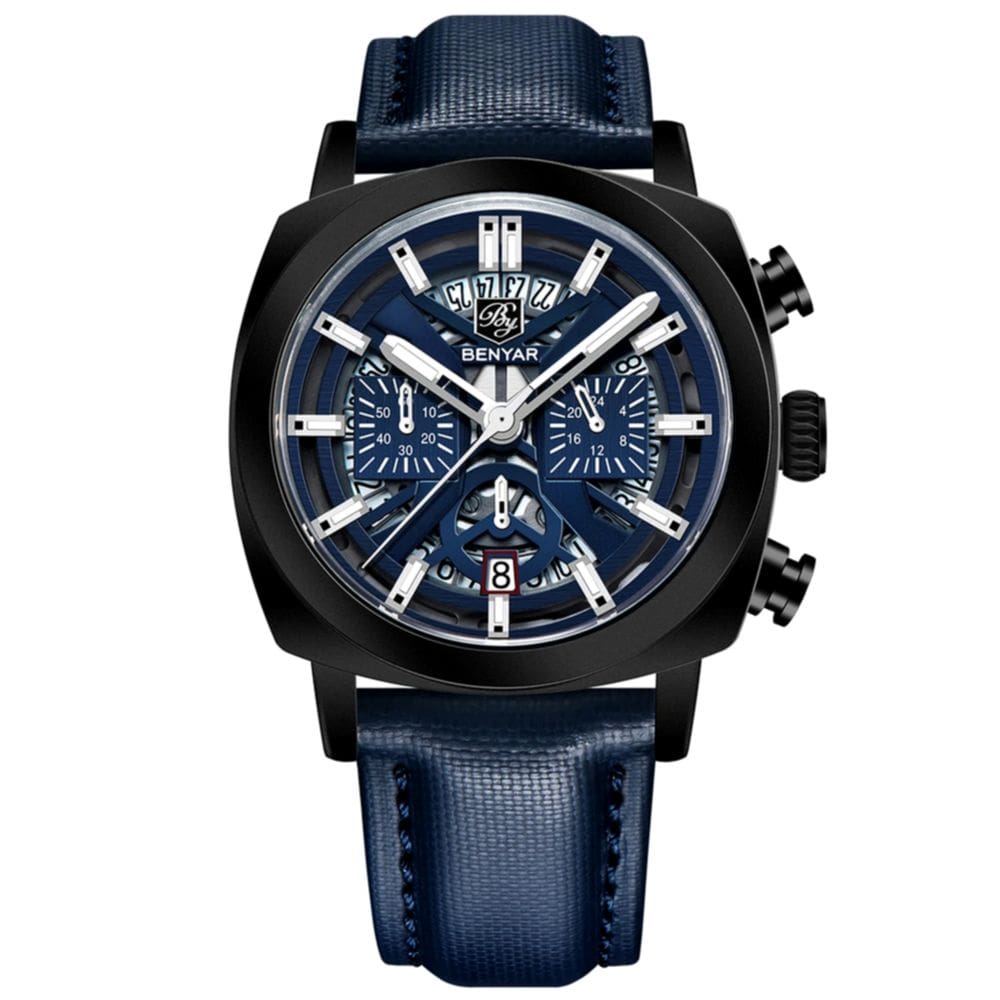 Relógio de Quartzo Mostrador Luminoso Benyar Masculino Design Tonneau Impermeavel