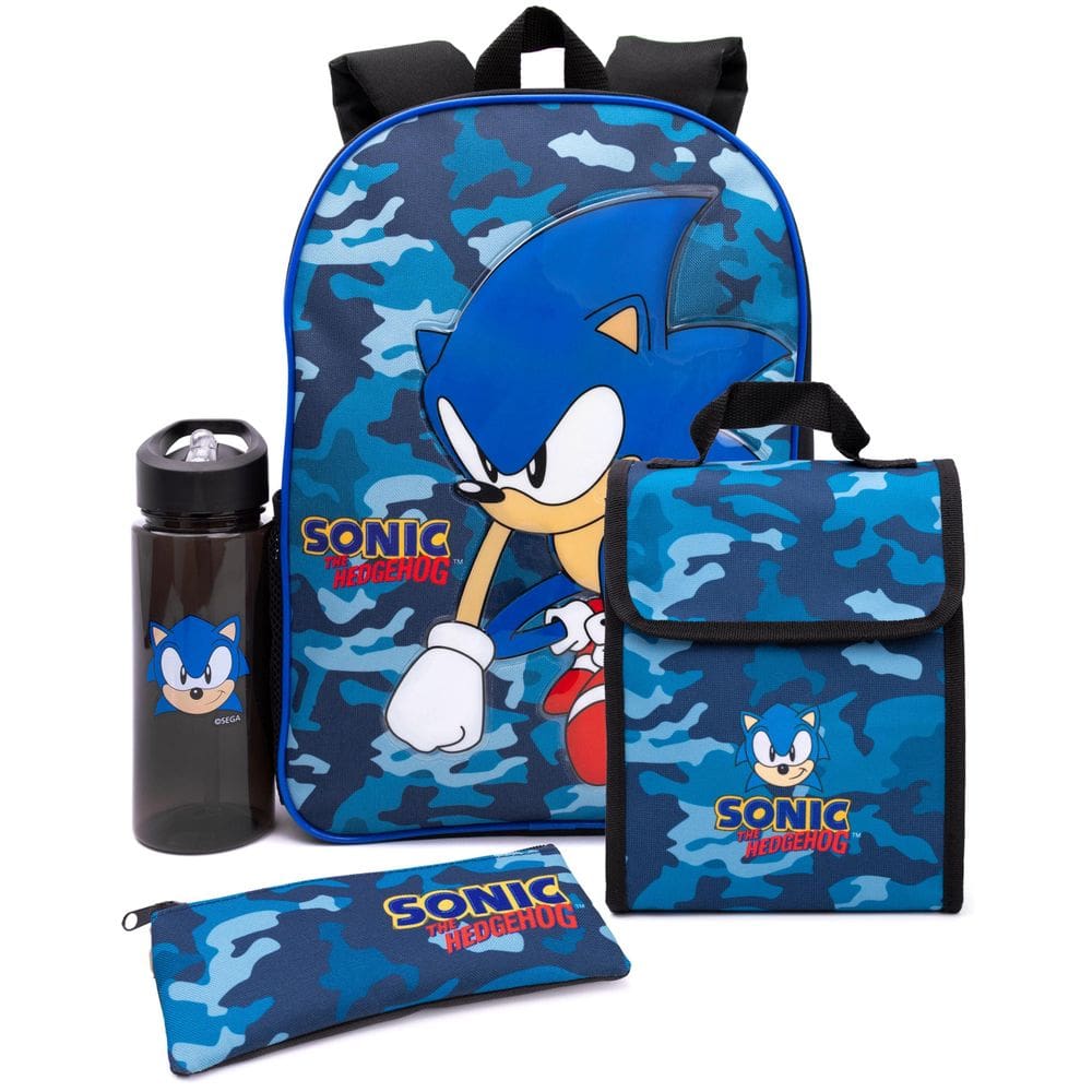 Mochila Sonic The Hedgehog Boys Navy Camo com estojo de lápis
