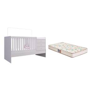 Berço Cama Multifuncional Branco e Colchão - FdECOR