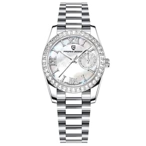 Relógio Feminino Mostrador em Numero Romanos com Strass Movimento de Quartzo