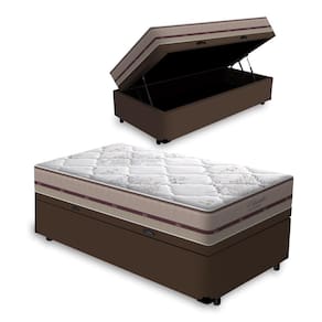 Cama Box Baú Solteiro Marrom + Colchão De Molas Ensacadas - Anjos - Classic - 78x188x62cm