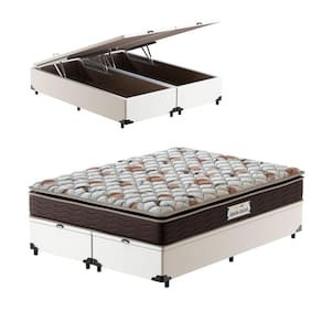 Cama Box Baú Queen Branca + Colchão de Espuma D45 - Probel Guarda-Costas ProForce Plus 158x198x70cm