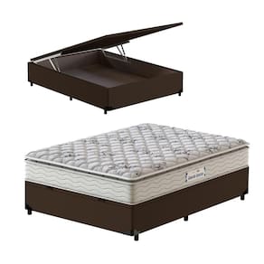Cama Box Baú Casal Marrom + Colchão de Espuma D33 Probel GuardaCostas ProEvidence Plus 138x188x70cm