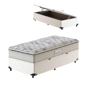 Box Baú Solteiro King Branca + Colchão de Espuma D33 Probel Guarda-Costas ProEvidence Plus 96cm