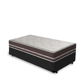 Cama Box Solteiro Preto + Colchão De Molas - Anjos - Classic Superlastic - 78x188x55cm