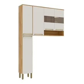 Conjunto para Lavanderia com 2 Peças 100% Mdf com Vidro Reflecta Itália Espresso Móveis Amêndoa/Off White