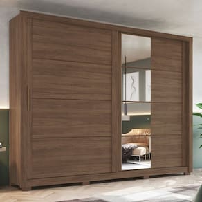 Guarda-Roupa Casal Palace 2 Portas 4 Gavetas com Espelho Castanho - Henn