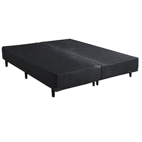 Base Box Bipartido King Suede Preto 37X192X203 AN