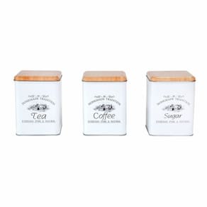Kit 3 Latas Café  Açúcar e Chá de Metal com Tampa