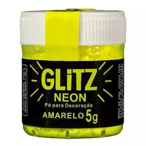 Corante Pó GLITZ NEON Para Decoração - Brilha na Luz Negra Glitz Amarelo