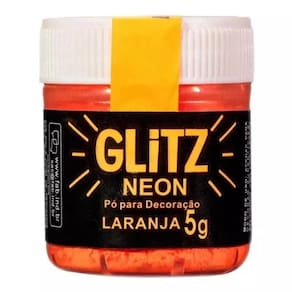 Corante Pó GLITZ NEON Para Decoração - Brilha na Luz Negra  Glitz Laranja