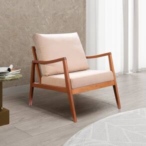 Poltrona de Madeira Maciça Tauari e Corda Naútica e Estofada Imani Living Outdoor Imbuia/Bege