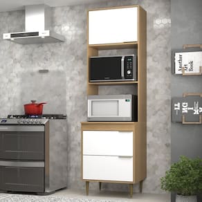 Torre Quente Armário Forno e Micro-ondas 45 Litros Ágata Nogal/ Branco