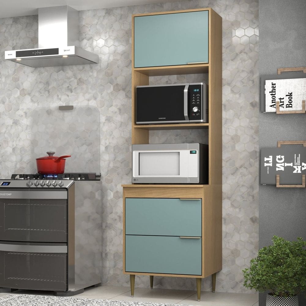 Torre Quente Armário Forno e Micro-ondas 45 Litros Ágata Nogal/Grey