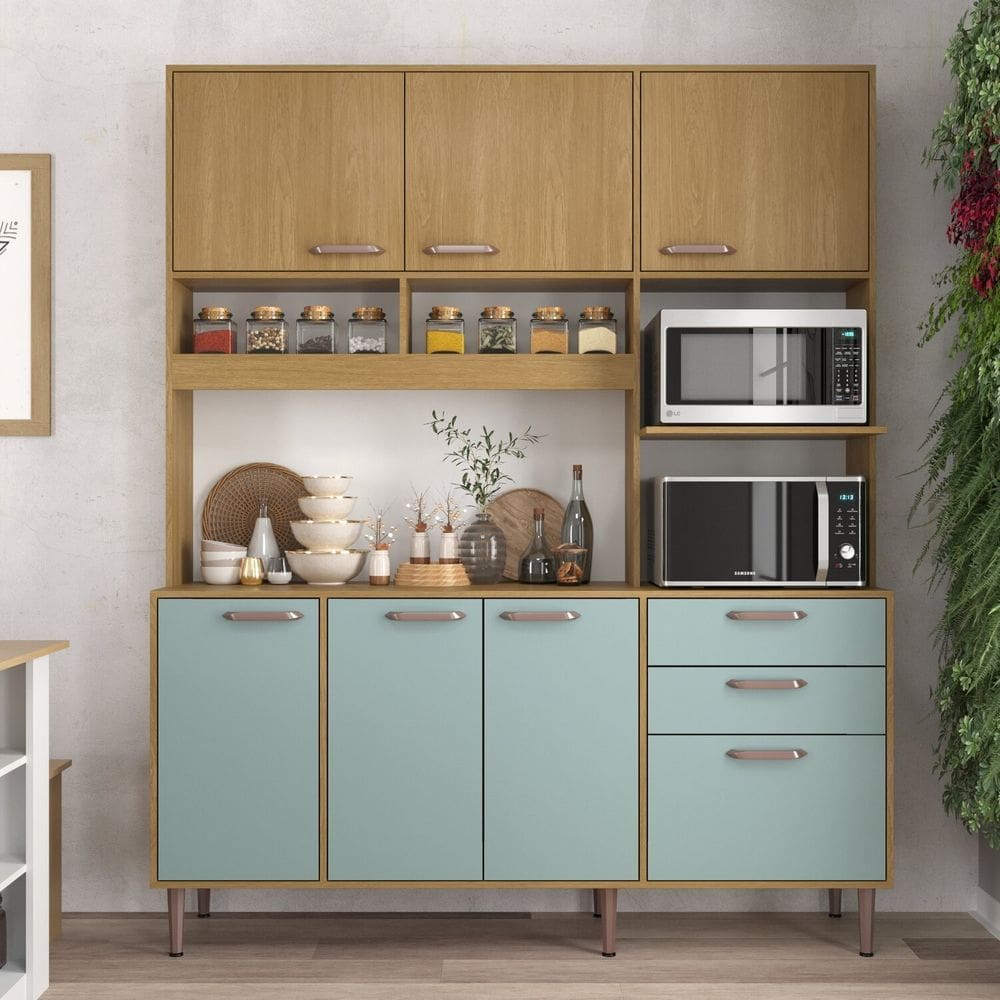 Armário Cozinha Luna 170 Cm de Largura Forno e Micro Luna Grey