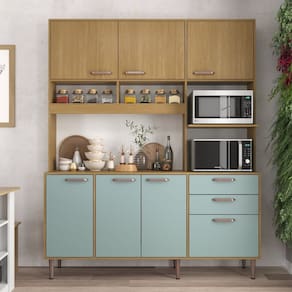 Armário Cozinha Luna 170 Cm de Largura Forno e Micro Luna Grey