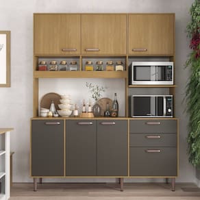 Armário Cozinha Luna 170 Cm de Largura Forno e Micro Luna Grafite