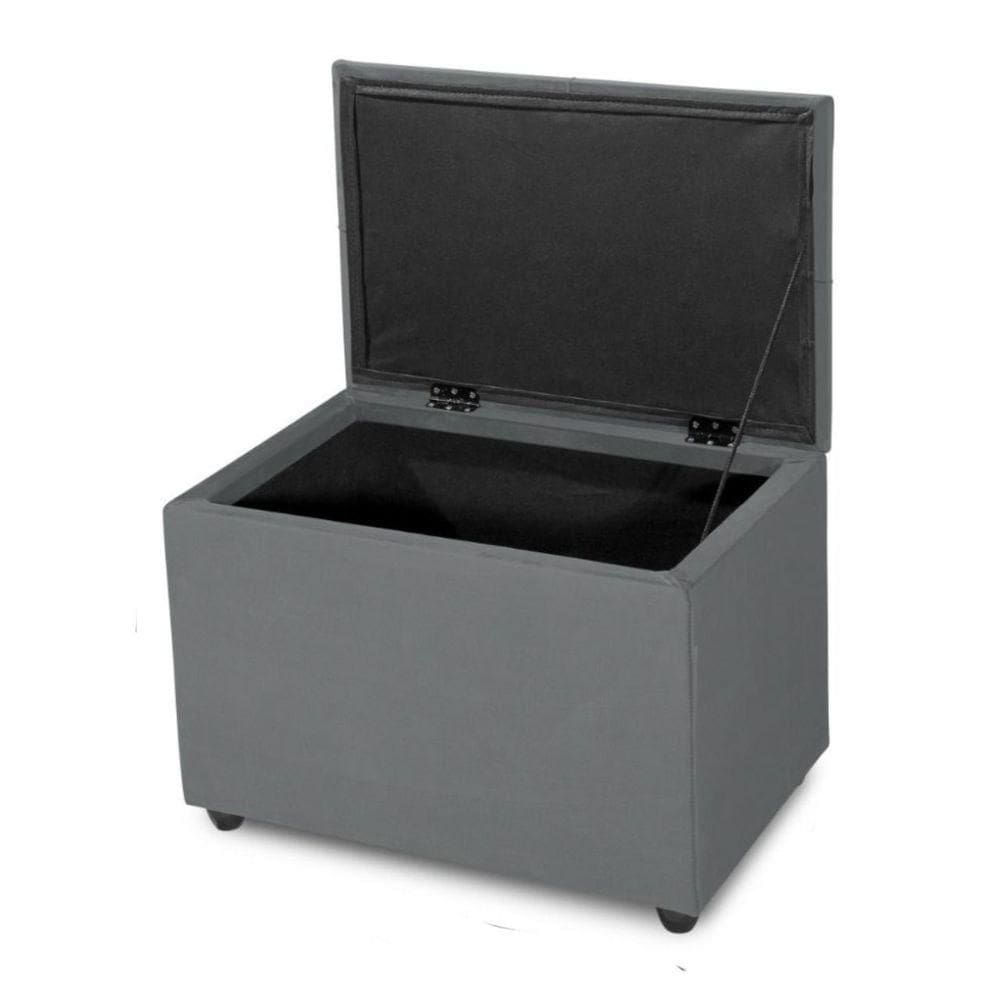 Puff Baú 60cm Porta Brinquedo Organização Assento Decorativo Cor cinza