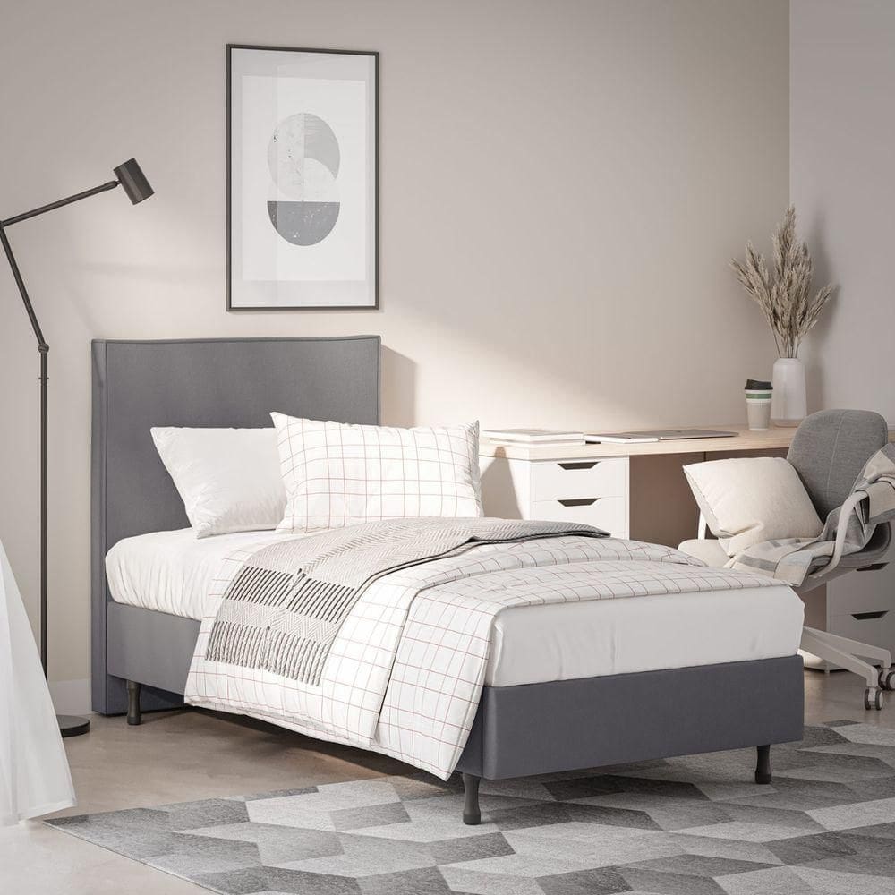 Cama Solteiro One Confort com Cabeceira Inclusa Pé Resistente cinza