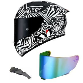 Capacete KYT TT Course Espargaro Winter Test 20 Preto e Branco Fosco Mais Viseira Fumê e Spoiler Camaleão