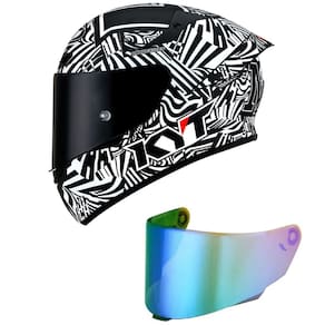 Capacete KYT TT Course Espargaro Winter Test 2020 Preto e Branco Fosco Mais Viseira Camaleão